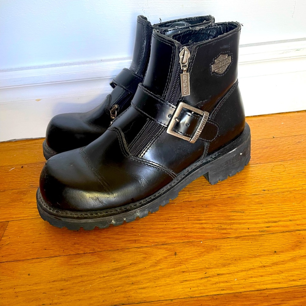 Harley-Davidson Black Leather Ankle Boots